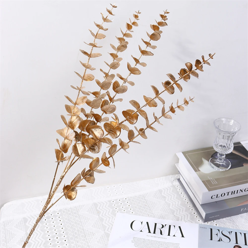 Red de hojas de ventilador de tres puntas, oro Artificial, Ginkgo, eucalipto, para boda, arreglo de arco de flores, manualidades decorativas para el hogar, 1 ud. - Imagen 5