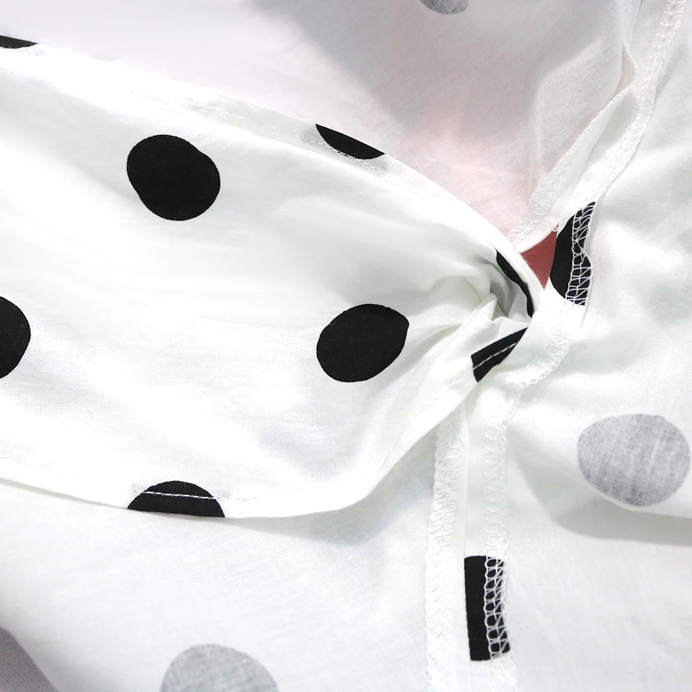 Women White Blouse Polka Dot Long Lantern Sleeve V Neck with Sashes Elegant Office Ladies Classy Tops Shirt Bluas Plus Size XXL