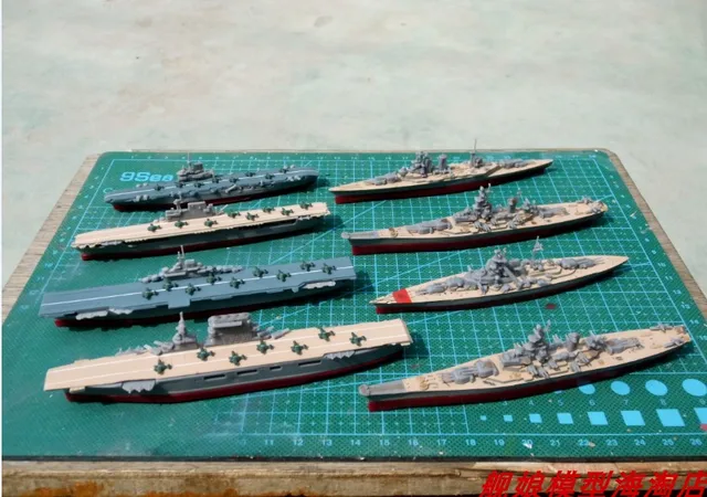 1/2000 Warship Assembly Model 4D Bismarck Aircraft Carrier Cruiser HOOD MISSOURI Plastic Kit Toy for Children 2