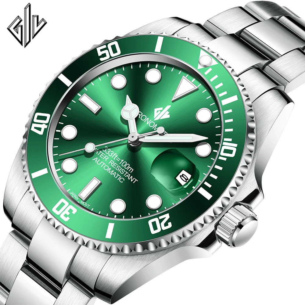Mens Watches Dive-Diver Nh35 Movement Sapphire Automatic Mechanical Waterproof Brand Luxury