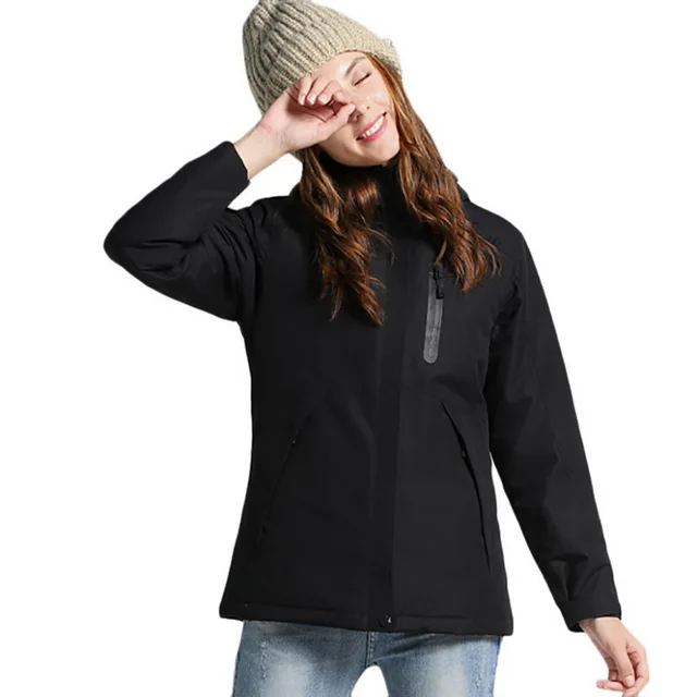 Зимняя водонепроницаемая куртка мужская однотонная пуховая хлопковая походная куртка сохраняющая тепло USB куртка с подогревом Мужская и женская Regenjacke Herren S~ 3XL - Цвет: Women Black