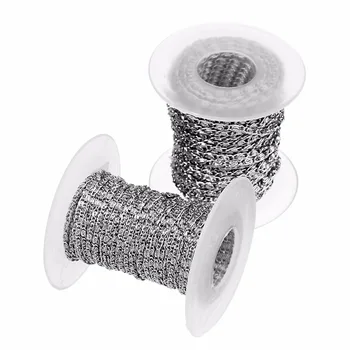 

10Yards/Roll 2mm 3mm Width Silver Stainless Steel Twisted Chain Jewelry Bulk Chains for Necklaces Bracelets Jewelry Making