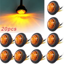 20 PCS Round Amber LED Light Front Rear Side Marker Indicators Light for Truck Bus Trailer Caravan Boat Motocycle 12V