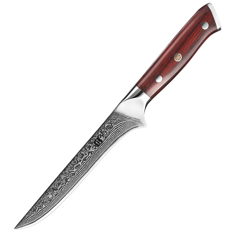 Knife XINZUO 6 дюймов обвалочный нож для рыбы vg10 Дамасская сталь прочные острые кухонные ножи Палисандр Ручка нож для ветчины кухонные инструменты - Цвет: Knife