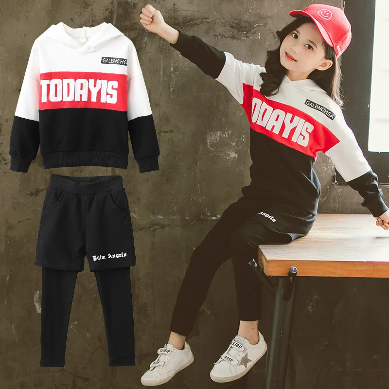 

Big Girls Suit New 2019 Fashion Tracksuit Clothes Set Kids Spring&Autumn School Outfits Girls Sport Suit Jogger Clothing Sets