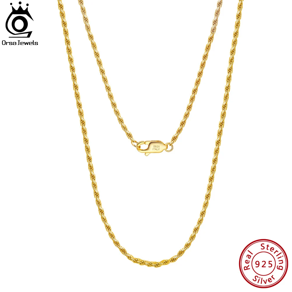 ORSA JEWELS 18K золото подлинное 925 пробы серебро 1 7 мм бриллиантовая цепочка ожерелье