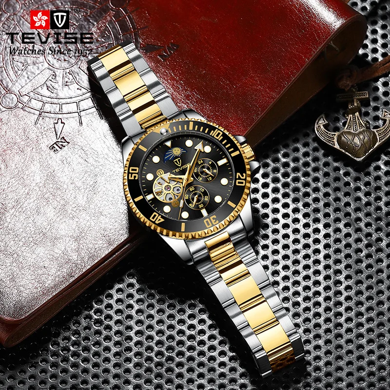 2020 Drop Shipping Tevise Top Brand Men Mechanical Watch Automatic Fashion Luxury Stainless Steel Male Clock Relogio Masculino