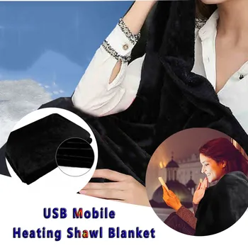 

Electric Warming Heating Blanket Pad Shoulder Neck Mobile Heating Shawl Soft USB 5V Ourdoor Soft Heated Shawl for Home/Car