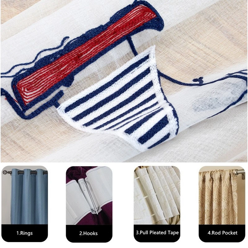 Custom Made Bedroom Children Window Curtain Blue Boy Kids Curtains And Tulle For Living Room Blackout Embroidered Curtain 6