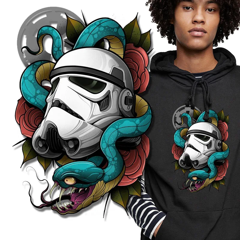 Art Design Star Wars Heat Transfer Vinyl Sticker Iron On Transfers For Clothes Jacket Hoodie Fashion Snake Patches Applique DIY | Дом и сад