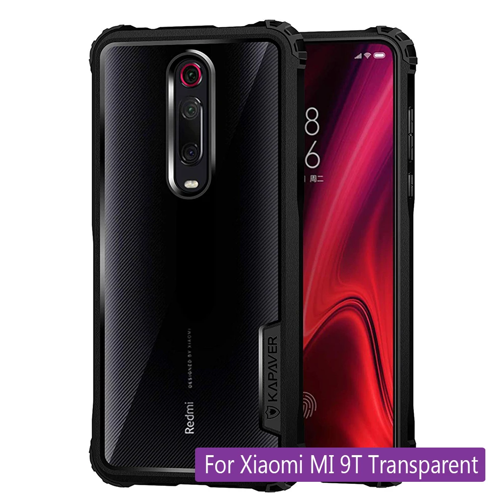 Противоударный чехол-бампер для Xiaomi mi 9T 9T Pro 6 8 9 A1 MAX3, защитный чехол для Red mi Note 6 7 7S K20 pro - Цвет: Mi 9T Tr Black