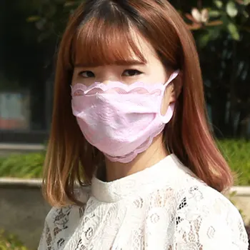 

2020 Spring Women Lace Windproof Face Mask Breathable Lace Cotton Mouth Mask Cycling Washable Reusable Women Mask Wholesale