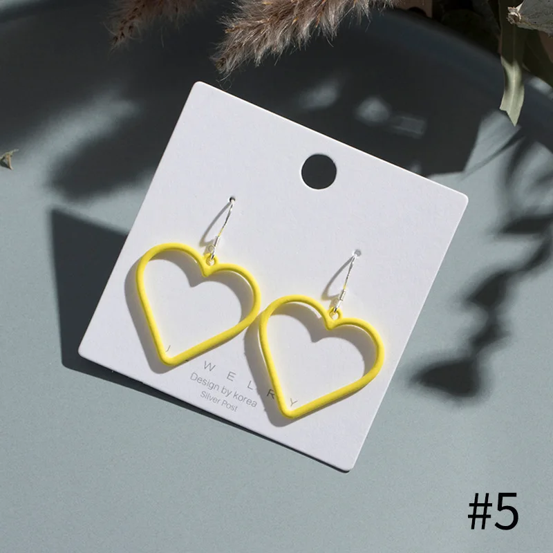 2020 Korean Fashion Women Cute Yellow Flowers Round Heart Drop Earrings for Women Geometric Long Tassels Dangle Earrings Jewelry