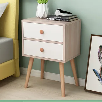 

Modern Minimalist Headboards Dedside Cabinet Storage Solid Wood Legs Removable Bedside Table Small Coffee Table G3