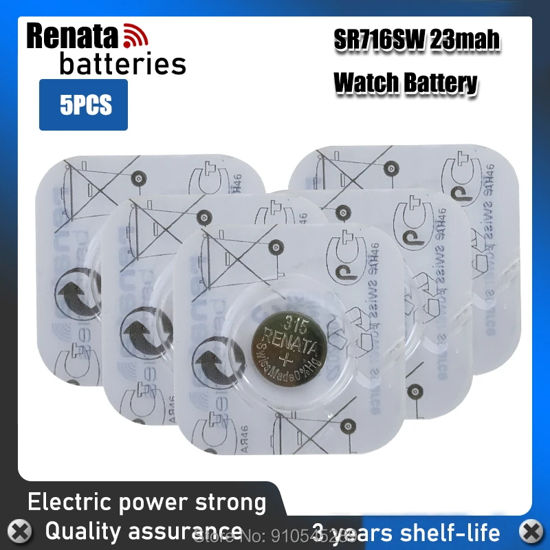 5Pcs/Lot Renata 315 100% Original Brand New LONG LASTING SR716SW SR716 1.55V Swiss Made Silver Oxide Watch Battery Renata 315
