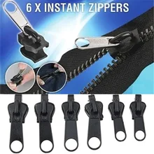 Universal 6 pçs kit de reparo instantâneo com zíper substituição zip slider dentes resgate novo design zíperes para costura roupas