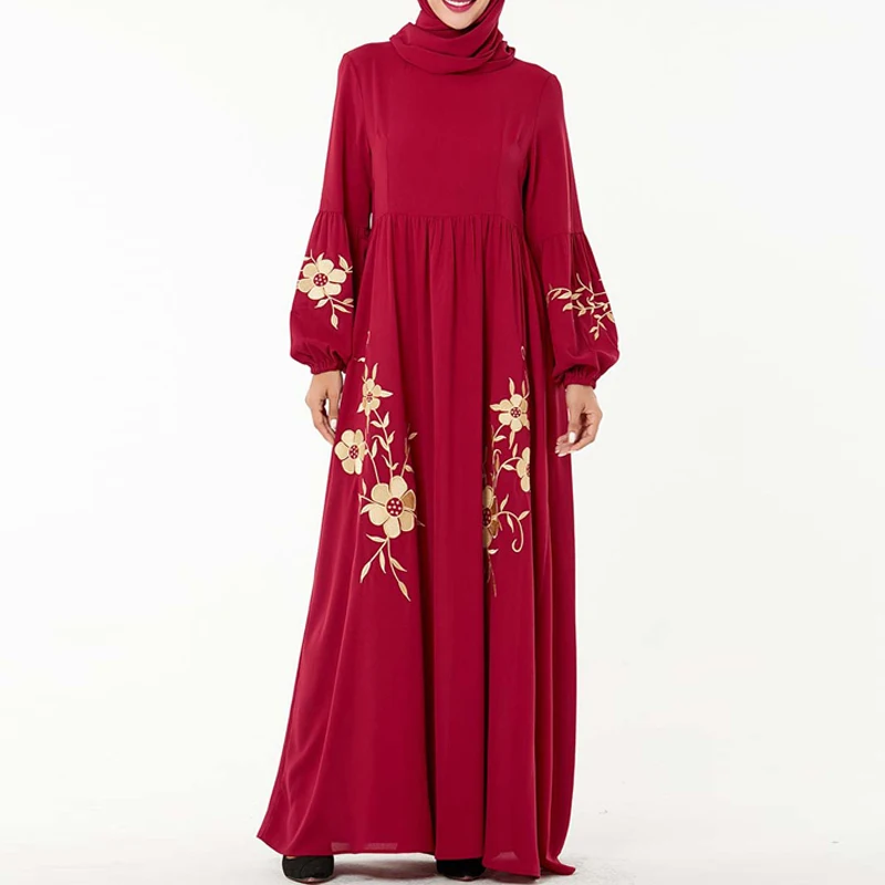 Кафтан abaya Дубай турецкое мусульманское платье исламское одежда Абая для женщин Восточный халат из марокена халат ислам платье хиджаб Djelaba Femme - Цвет: red dress