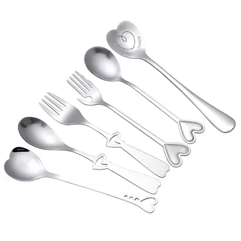 

Creative Heart Stainless Steel Coffee Stirring Spoon Desserts Fork Flatware Wedding Couples Lovers Gift