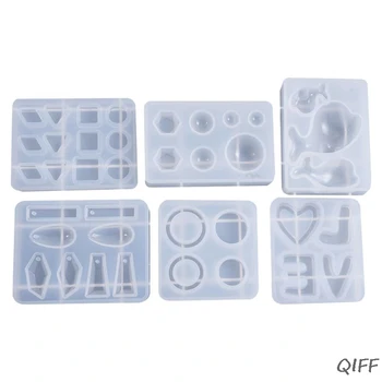 

6 Pcs/set Heart-shaped Irregular Earrings Pendant Mold Crystal Epoxy DIY Dolphin Molds Jewelry Ornaments Making