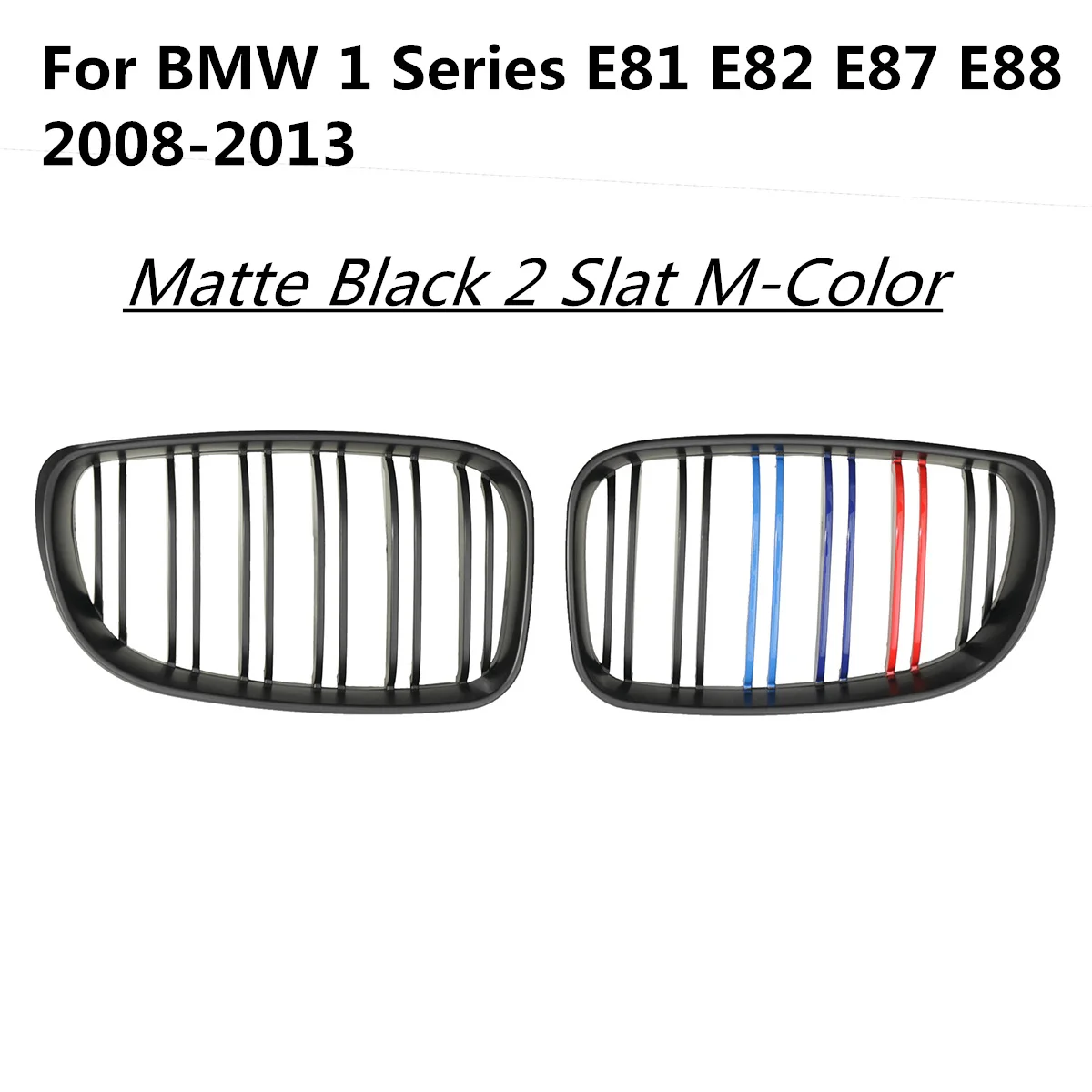 Пара ABS двойная линия 2 планка M-color передний бампер почечные гоночные решетки для BMW 1 серии E81 E82 E87 E88 Facelifted LCI 2008-2013 - Цвет: Matte Black 2-M