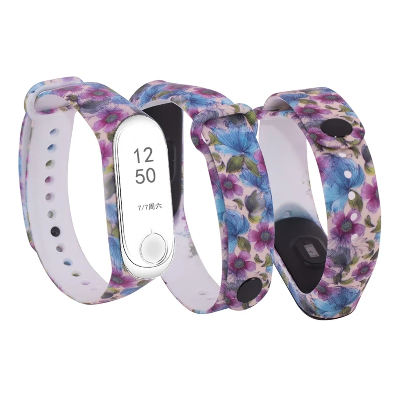 For pulsera Mi band 3 Strap Print Silicone Wrist for Xiaomi Band Replacemet Wristband Smart Bracelet | Наручные часы