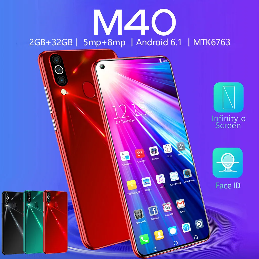 M 40 четырехъядерный 6,6 дюймов HD камера Android 6,1 2G+ 32G gps 3g мобильный телефон для звонков UK профессиональный модный смартфон