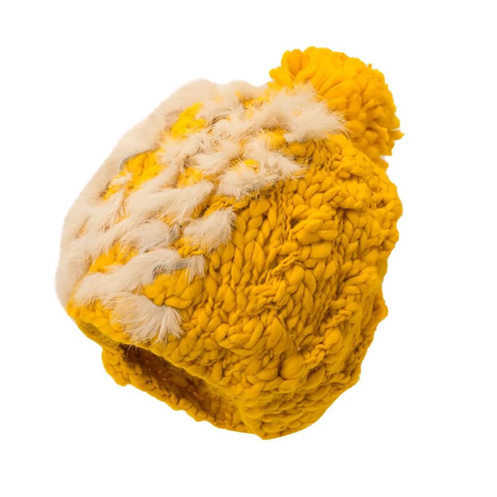 Цвет: желтый Зимние шапки для женщин, женская вязаная шапка бини, Женская Повседневная теплая шерстяная шапка вязанные шапки, шапка-ведро, Шапка-бини Py4 - Цвет: Цвет: желтый