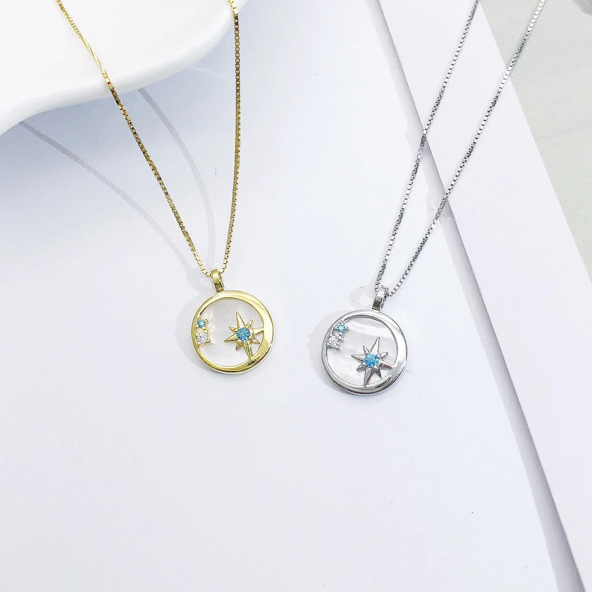 blue star shell necklace woman 100% 925 Sterling silver nacklace Jewelry Clavicle chain pendant charms for women gift