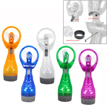 

CUTE PORTABLE HAND HELD BATTERY POWER FAN AIR WATER MIST BOTTLE COOLING SPRAY