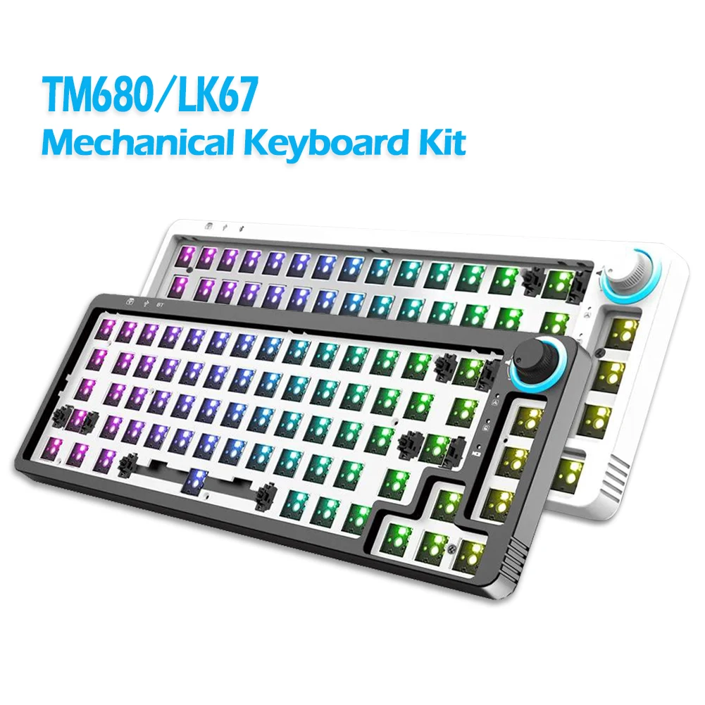 Lk67/kf068 hot swap teclado mecânico kit diy sem fio bluetooth 3 modo compatiable3/5 pin botão interruptores rgb teclado sem fio