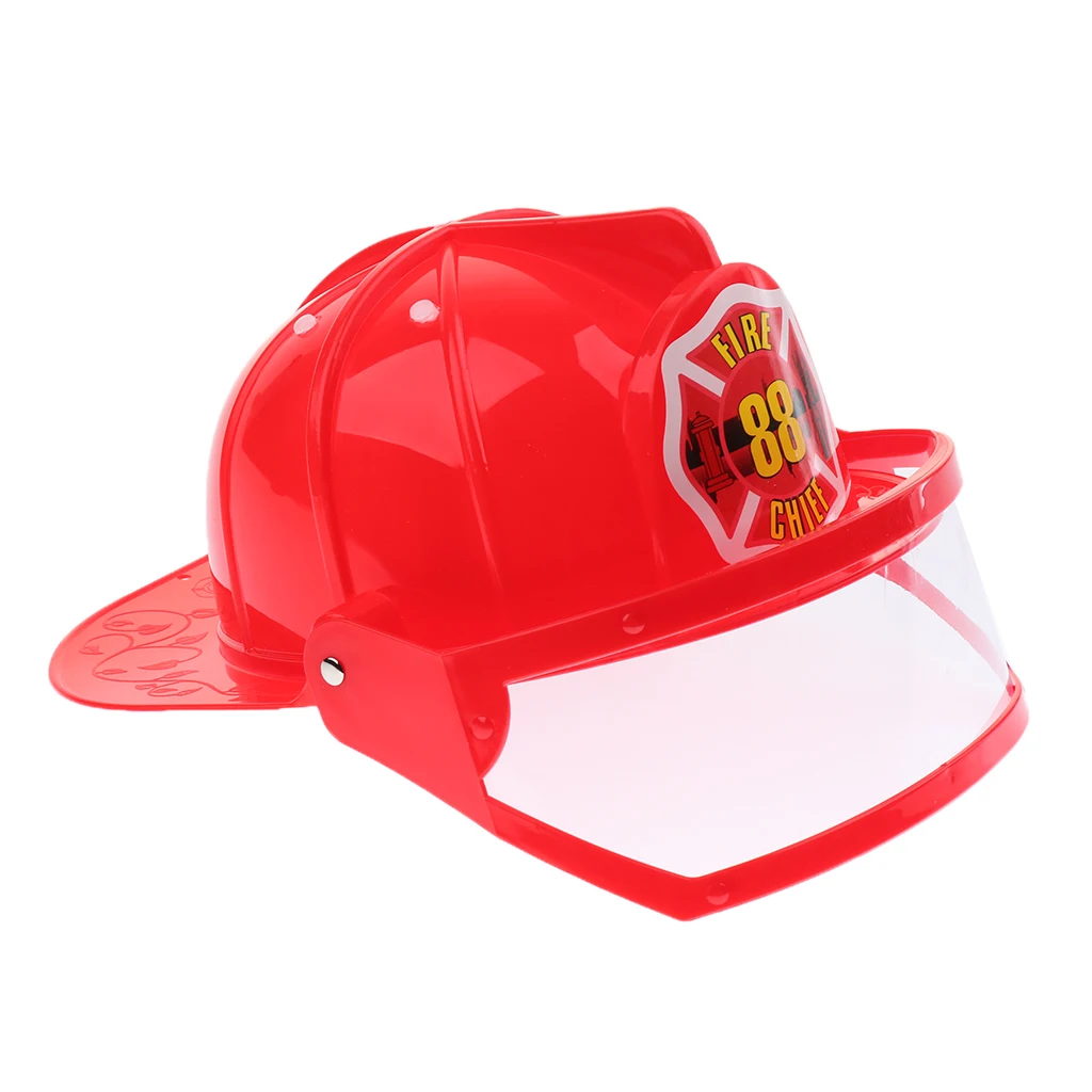 Children Fireman Helmet Firefighter Hat Fancy Dress Accessories Kids Halloween Party Role Play Toy –Red
