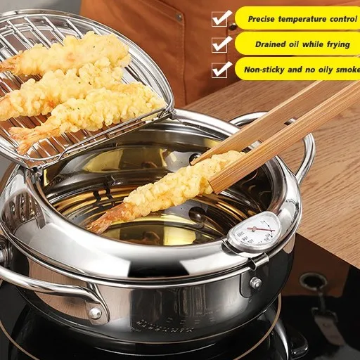 Japanese Tempura Frying Pan Stainless Steel Frying Pan Induction Cooker