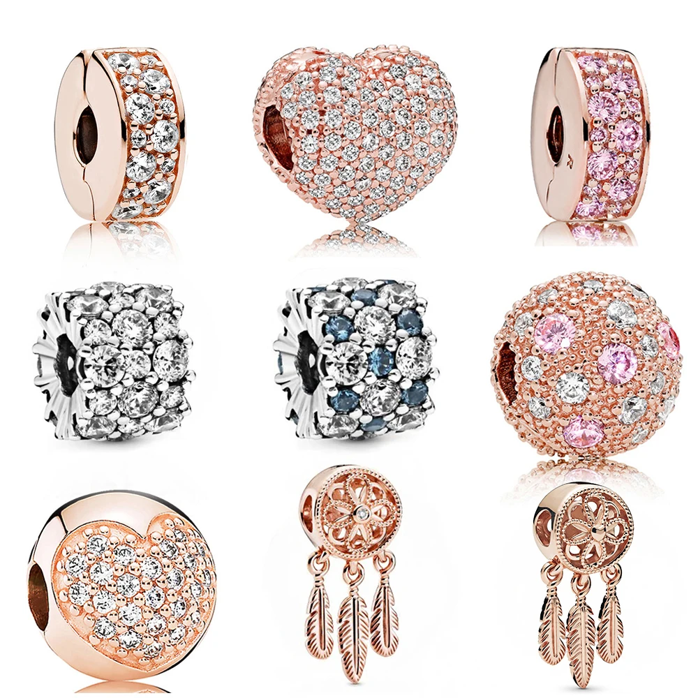 2020 New Genuine Rose Pave Heart Clip Charm Pink Cosmic Stars Open My Dazzling Dai Messy Daisy Fixed Shiny | Украшения и