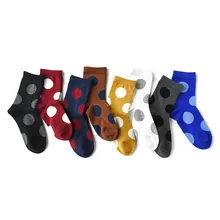 Однотонные носки из чистого хлопка свободное лодыжки винтажные Стильные повседневные носки без пятки с принтом в крупный горох Harajuku дышащие милые женские носки