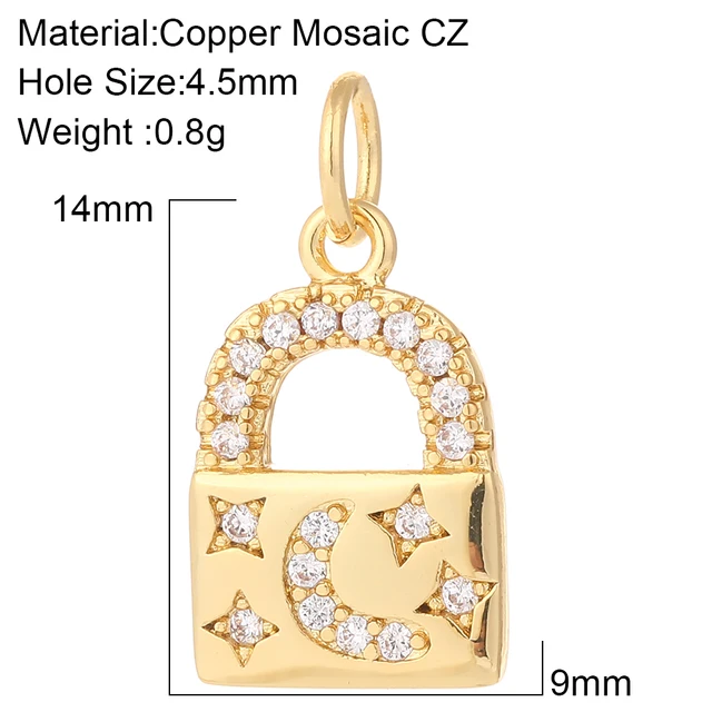 Turkish Evil Blue Eye Amulet Charms for Jewelry Making Supplies Gold Lock Charm Diy Pendant Designer Coin Necklace Bracelet CZ AC210012G8