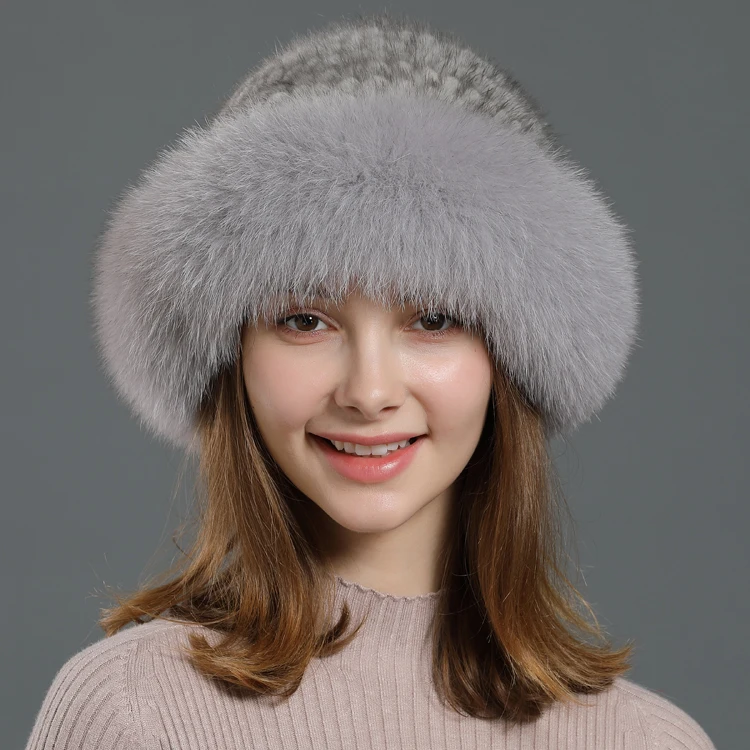 Colour 6 Зимняя женская шапка из натурального меха, шапки из меха норки, новинка, шапки из натурального меха с мехом лисы, роскошные вязаные шапки для женщин из натурального меха - Цвет: Colour 6