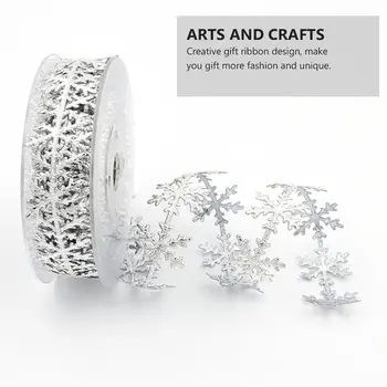 

2pcs Christmas Silver Glitter Snowflake Ribbon Lace Silver Sequins Trim Ribbon