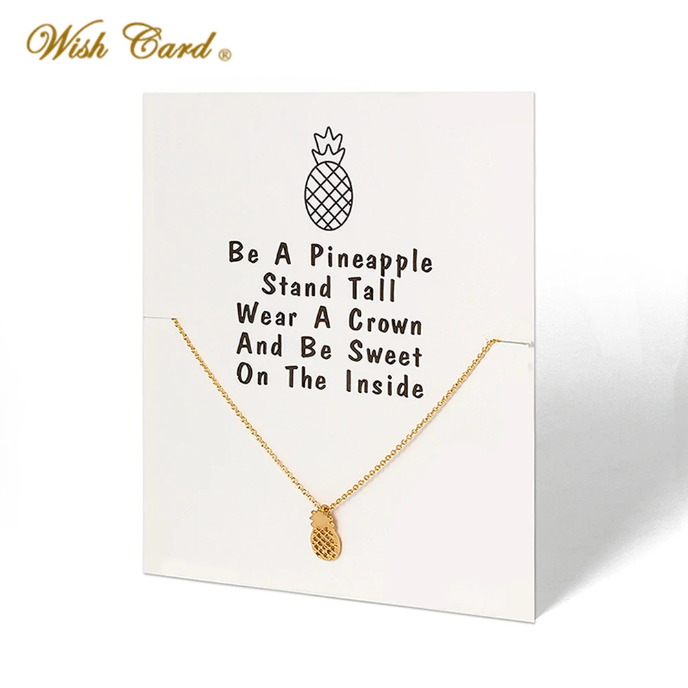 

Wish Card Fruit Pineapple Pendant Necklace For Women Fashion Collares Gift Card Jewelry Chain Clavicle Collier EY3485GD00