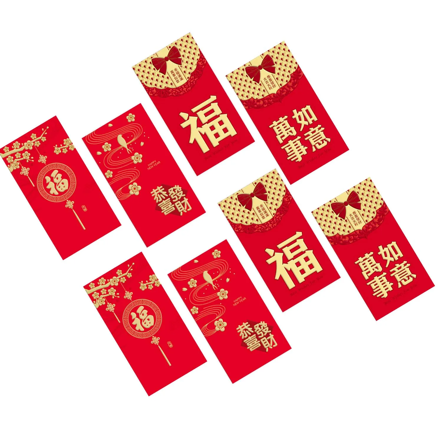 Besegad 24 шт китайские красные конверты год крысы Hong Bao фестиваль конверт для денег на Лунный год, праздник весны