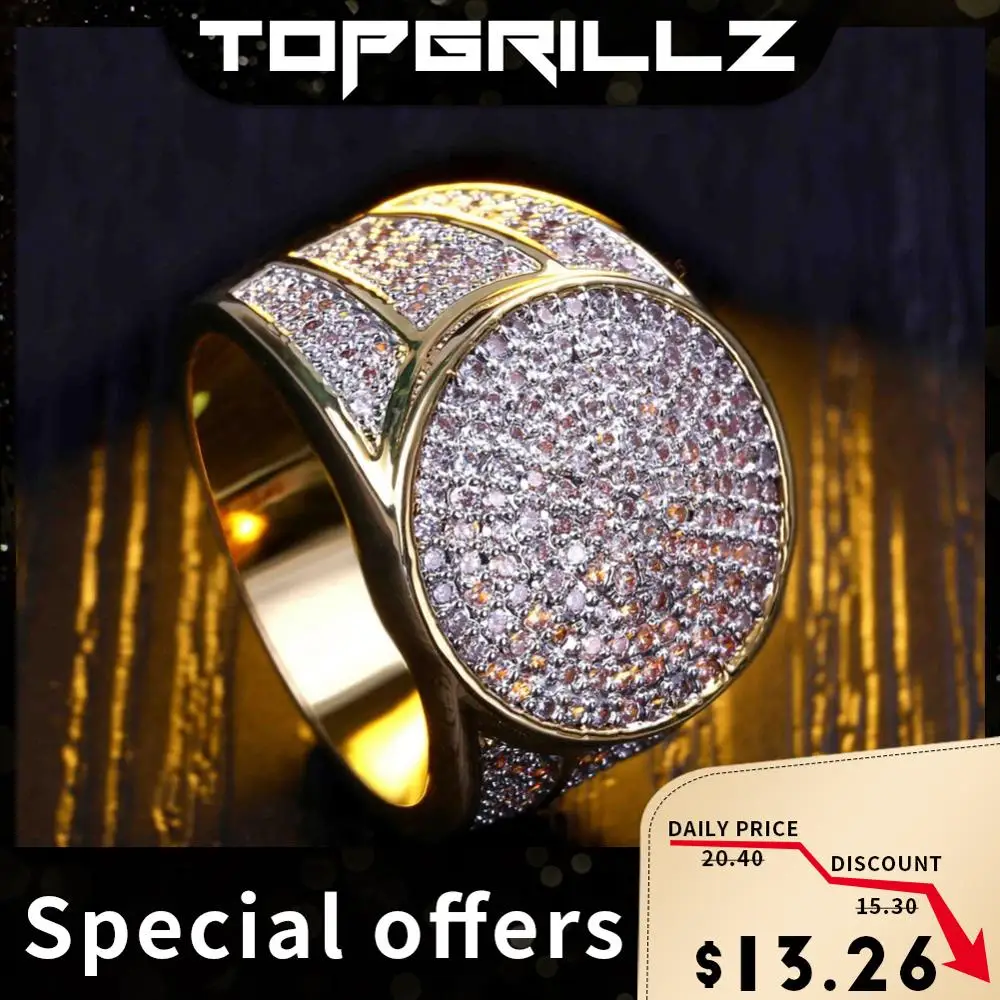 TOPGRILLZ позолоченные сверкающие кольца с микрозакрепкой из фианита Сверкающее