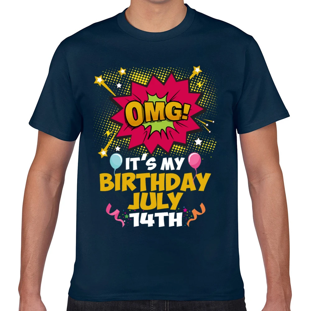 Футболка мужская с надписью omg its my birthday белый смешной топ из хлопка 14 июля |