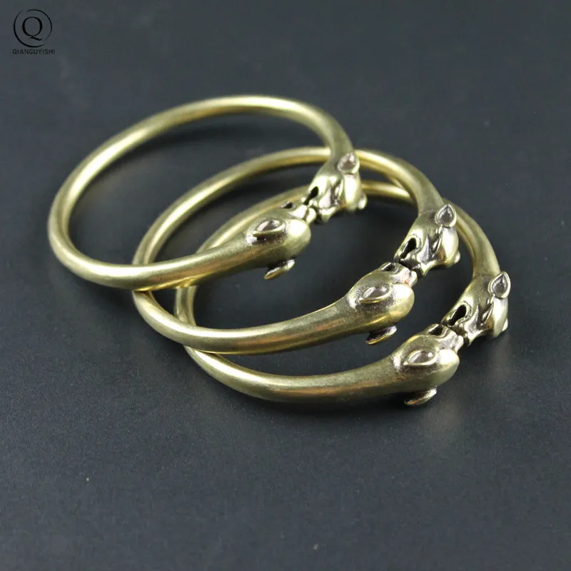 Punk Brass Leopard Bangles Bracelet for Men Women Jewelry Fashion Accessories Retro Solid Copper Unique Animal Cuff Bracelets
