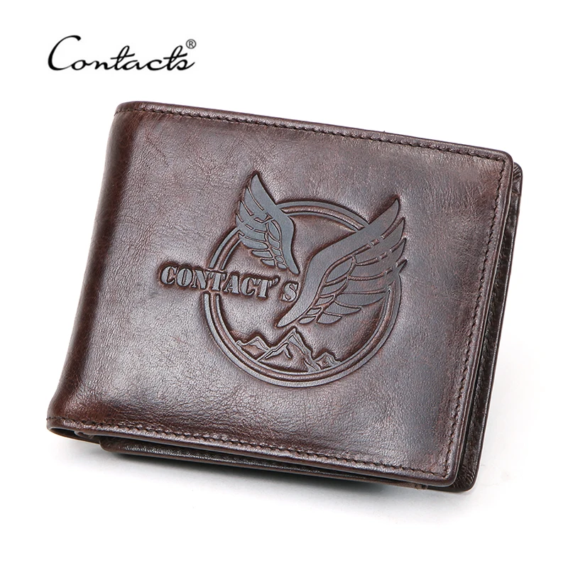 Bifold Wallets Coin-Purse CONTACTS High-Quality 100%Genuine-Leather Card-Holders Money-Bags