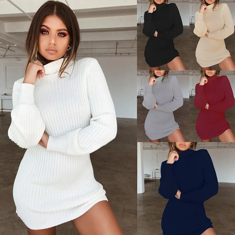 turtleneck sweater dress long sleeve