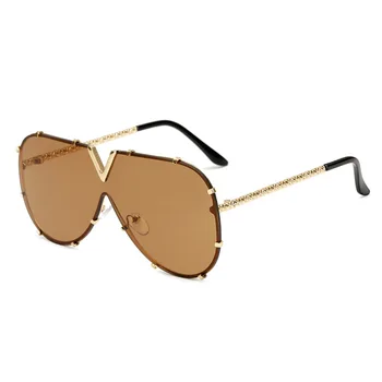 

Cat Paw Frame Design Sunglasses V-shaped Conjoined Lenses Sun glasses Metal Shelf Men's Glasses Women's Shading Sunglasses