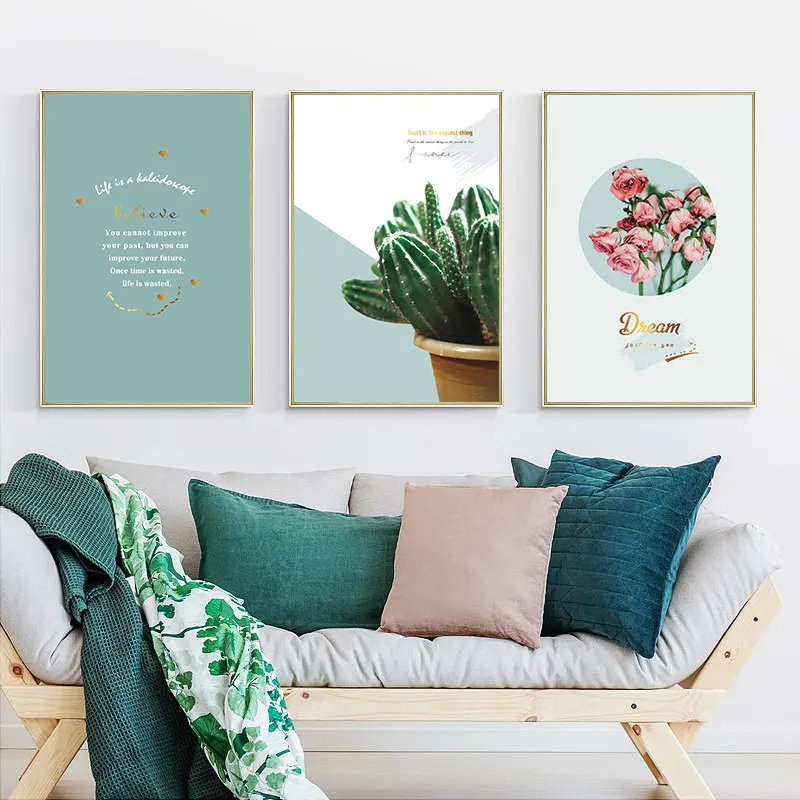 

Scandinavian Flower Canvas Posters Cactus Nordic Style Landscape Wall Art Prints Paintings Decorative Pictures Living Room Decor