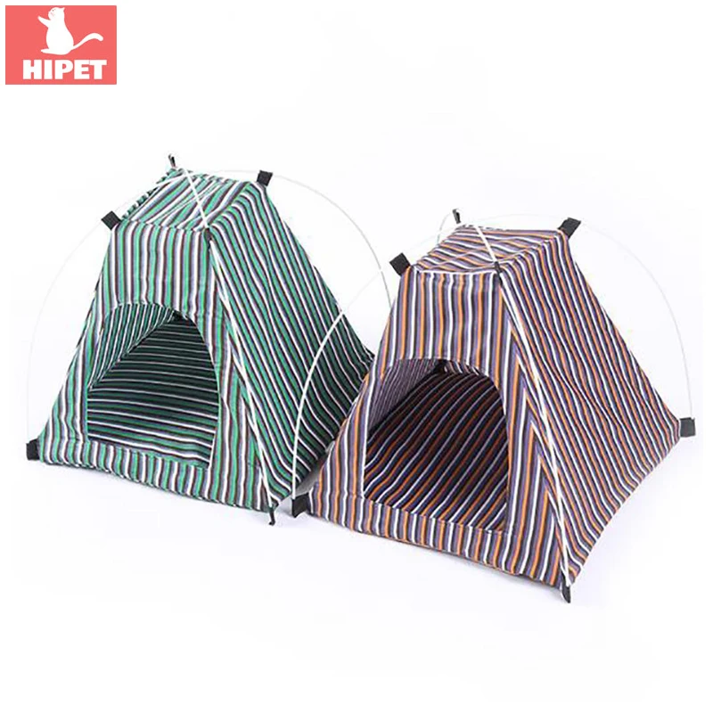 

Dog Tent Bed Pet Cat House Stripe Pattern Foldable Washable Soft Comfortable Puppy Kennel Small Dogs Cats Tent House