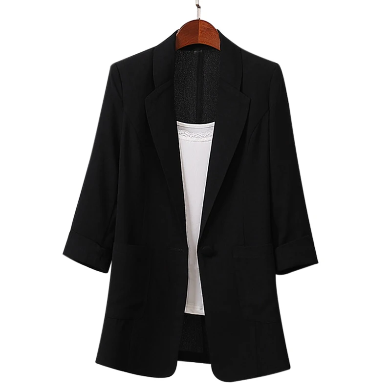 

Cotton and Linen Long and Large Size Suit Jacket Loose Casual Fashion Suit Women'S Clothing TC21