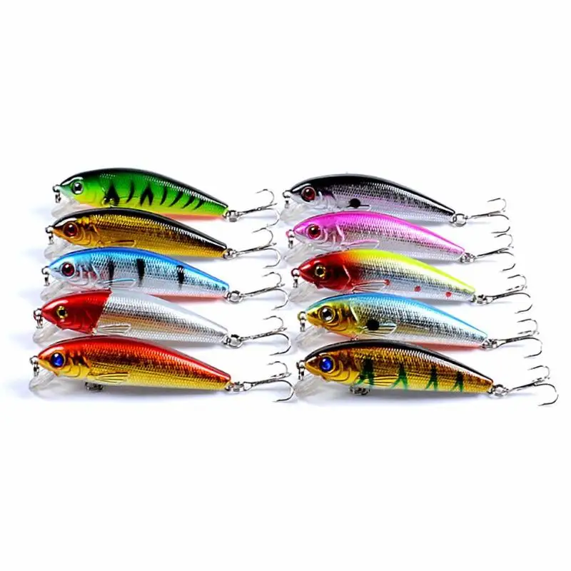 10 шт Bionic Minnow рыболовные приманки 3D глаза Пластиковые жесткие приманки w/тройной крючок