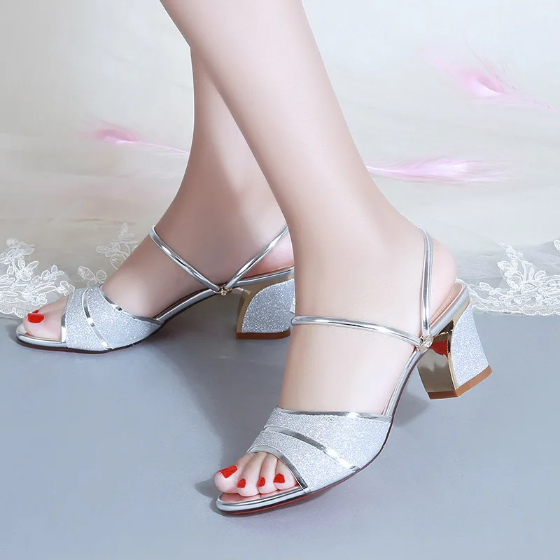 Woman Sandals Shoes Slippers Summer Style Wedges Pumps High Heels Peep Toe Slip On Bling Fashion Gladiator Shoes Women